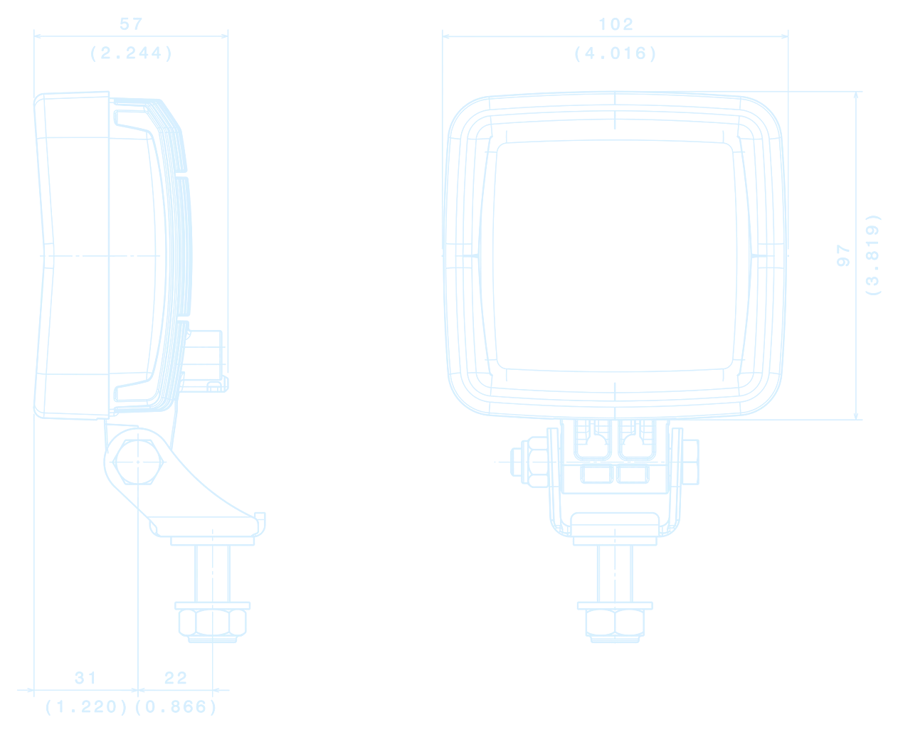 No Glare LED: technical drawing